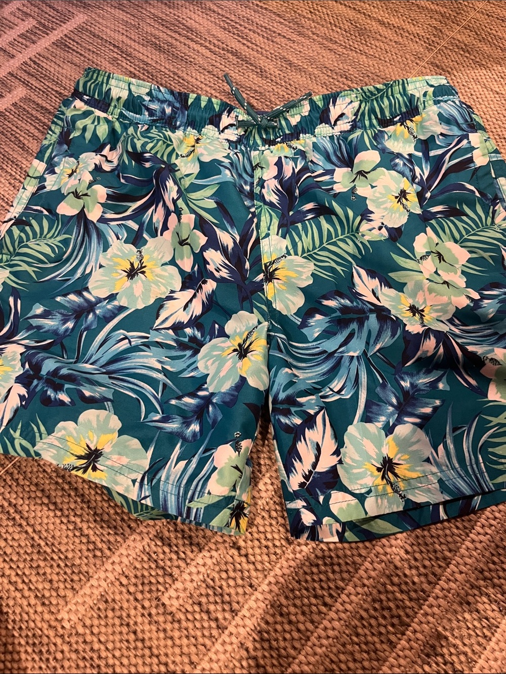 wonder nation Teal Floral Swim Board Shorts - Husky